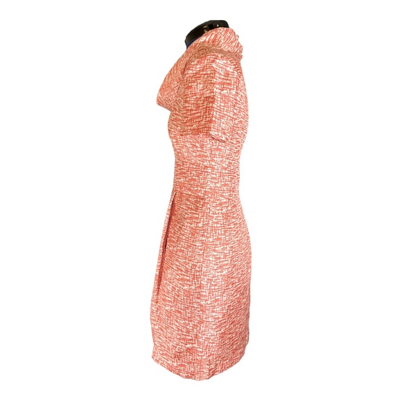 Banana Republic Silk Cowl Neck Mod Dress, Orange/White, Size 2 - Picture 4 of 8